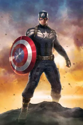 Ростовая фигура Капитан Америка (Captain America) вид 1 (700х1800 мм) -  купить по выгодной цене | Магазин шаблонов Принт100