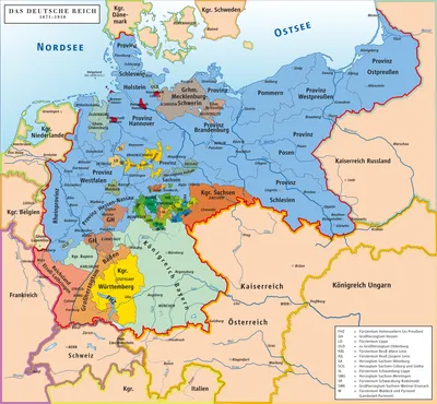Карты других государств - Административная карта Германии 1871 год, на  немецком языке, 123*100 см доставка по россии. Интернет магазин  GLOBUSOFF.RU.