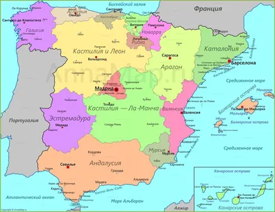 Карты Испании на русском языке | RUAM.com - мир вокруг нас | Дзен