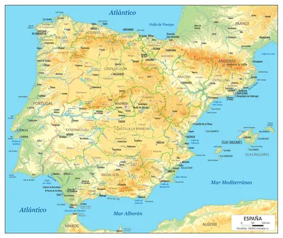 Административно-политическая карта Испании: провинции. Скачать  административно-политическую карту Испании