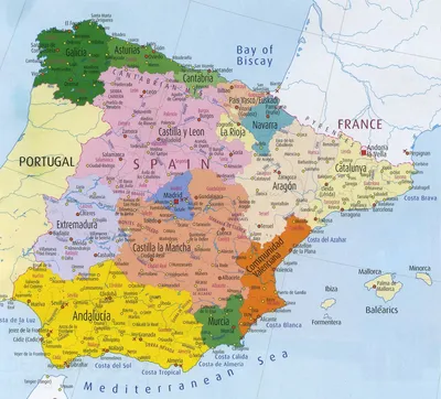 Карты Испании | Подробная карта Испании на русском языке | Туристическа  карта (карта курортов) Испании | Карта автомобильных дорог Испании |  Политическая, Административная, Физическая карта Испании