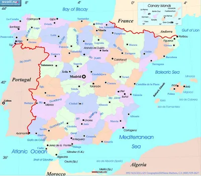 Испания: карта Испании-Туристическая компания Южный Берег