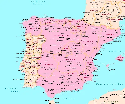 Векторная Карта Испании Соседними Странами Территориями Векторное  изображение ©Jktu_21 355115110