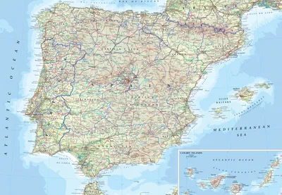 Карта Испании на русском языке с городами и курортами