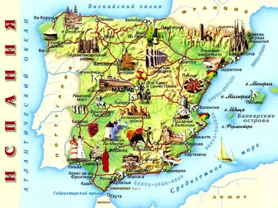 Подробная карта Испании