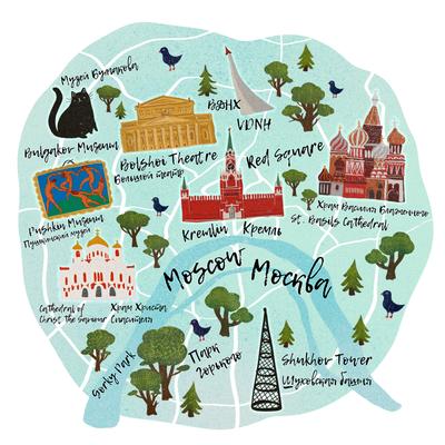 Иллюстрация Карта Москвы в стиле 2d, cg, компьютерная графика |