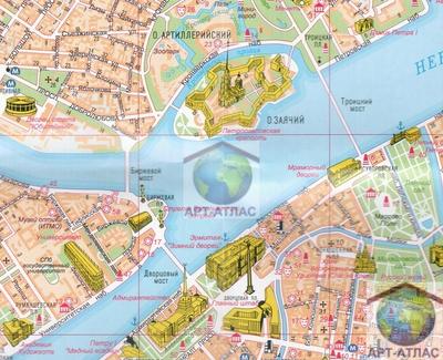 Настенная карта Центрального района Санкт-Петербурга с каждым домом
