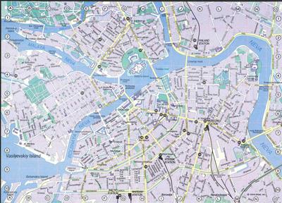 Подробная карта Санкт-Петербурга. Карта гостиниц. Карта метро, транспорта  Санкт-Петербурга.