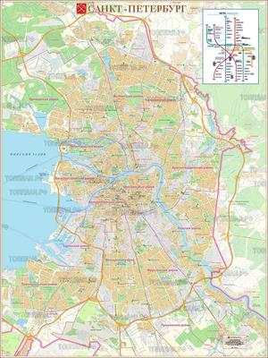 Карта Санкт-Петербурга в границах КАД и ЗСД : Общие карты СПб - Интернет  магазин ТопПлан