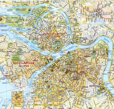 Подробная карта Санкт-Петербурга. Карта гостиниц. Карта метро, транспорта  Санкт-Петербурга.