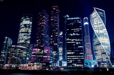 Москва сити ночью» — создано в Шедевруме