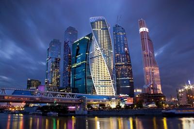 Бизнес-центр Москва-Сити ночью Stock Photo | Adobe Stock