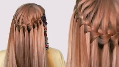 Hairstyle French Waterfall for Medium Long Hair Tutorial| Прическа  Французский Водопад| Видео Урок