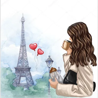 Иллюстрация Девушка в Париже | Illustrators.ru