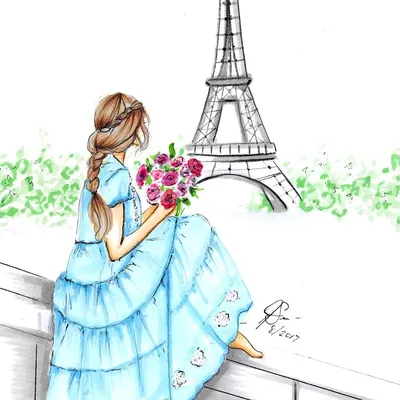 Эйфелева башня девушка турист вид сзади в Париже, Франция изображение_Фото  номер 501555991_JPG Формат изображения_ru.lovepik.com