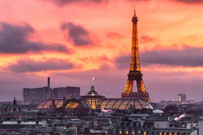 Картинки Париж Эйфелева башня Франция Дома Города