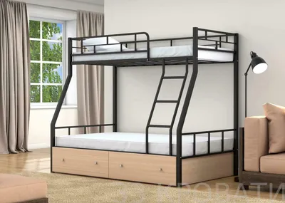 Купить двухъярусную металлическую кровать Барселона с ящиками в СПб -  интернет-магазин 33 Кровати