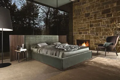Кровать - dit/055. Двуспальная кровать с объемным мягким изголовьем в  текстильной обивке от фабрики Ditre Italia