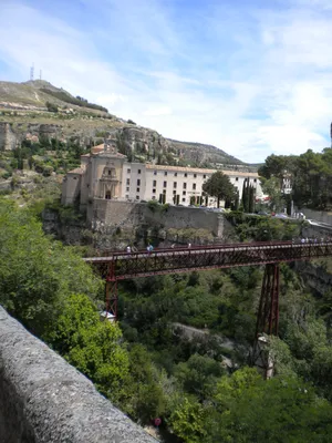 Cuenca, Spain: View from the citadel on the old town and Bridge of San  Pablo. New town on background Stock Photo - Alamy