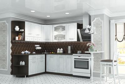 Белая угловая кухня с каменной столешницей \"Модель 788\" в Красноярске -  цены, фото и описание.
