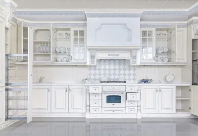 Встраиваемая элитная кухня Avenue в современном стиле модерн по цене от 78  990 руб/м со светлыми матовыми фасадами | Угловые и прямые кухни на заказ  от производителя в Санкт-Петербурге