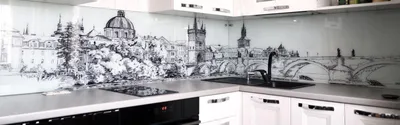 Белая кухня со скинали Париж в Минске на заказ