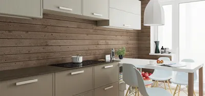 Угловая кухня ЗОВ с фасадами облицованными натуральным шпоном — выполненные  проекты компании «Кухни от природы»