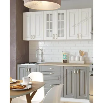 Кухонный гарнитур с витриной Бостон 7 (ширина 244х150 см) от производителя  — DaVita-мебель