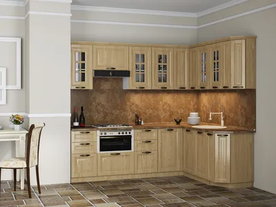 Кухонный гарнитур с витриной Палермо 19.1 (ширина 240 см) от производителя  — DaVita-мебель