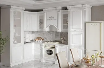 Кухня Венеция АРД угловая 3,6х1,2м белая с серебром