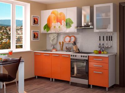 Кухонный гарнитур 2,0м Апельсин (Белый/Оранжевый металлик/Фотопечать  апельсин) купить в Новосибирске по низкой цене | Мебель54