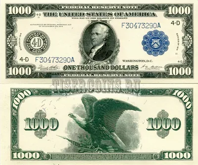 Банкноты : США 1000 долларов 1914 Копия редкой банкноты