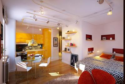 Дизайн квартиры-студии 22 кв.м. с удобной кухонной зоной, рабочим местом и  зонированием диванной группы. | Дизайн Малина | Дзен