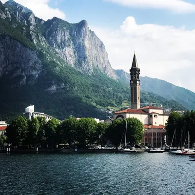 LECCO, ITALY - FEBRUARY 20, 2019: pier on waterfront Lungolario Isonzo of  Lario Como Lake and Lecco city with mount Monte San Martino. Lecco is city  i Stock Photo - Alamy