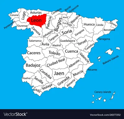 Leon map spain province administrative Royalty Free Vector