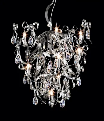 Итальянская подвесная люстра удлиненной формы с хрустальными чашками. 12  ламп. ASTRID/12 Light Style
