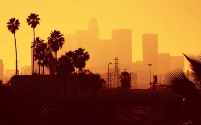 Обои Городская ночь, огни, вид сверху, Лос-Анджелес, США 1680x1050 HD  Изображение