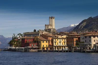 Lake Garda, Italy, Europe, Lago di Garda, Malcesine, town view, outside,  daytime, nobody, deserted, lake, mountain landscape, mo Stock Photo - Alamy