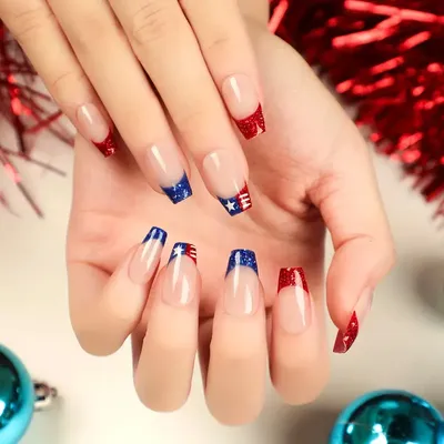 USA nails | Usa nails, Coffin shape nails, Finger nail art