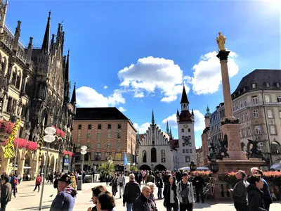 Aerial view on the Marienplatz in Munich print by Editors Choice |  Posterlounge