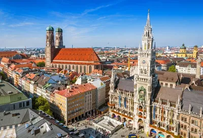 Munich skyline with Marienplatz Town Hall. 1309611 Stock Photo at Vecteezy