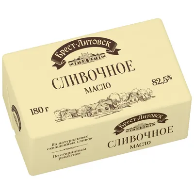 Масло сладкосливочное Брест-Литовск несолёное высшего сорта 82.5%, 180г -  купить с доставкой в Москве в Перекрёстке