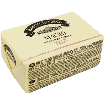 Масло сладкосливочное «Брест-Литовск» несоленое, 82.5%, 120г купить в  Минске: недорого в интернет-магазине Едоставка