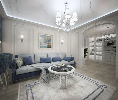 Интерьер кухни-гостиной в итальянском стиле с синим диваном RIO — фабрика  современной дизайнерской мебели SKDESIGN