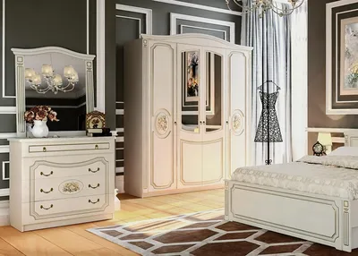 Спальный гарнитур Верона, Эмаль Белая, кровать 160х200 см | Мебель RIDA