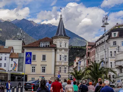 Merano Italy City View Mountains Postcard Used (34849) | eBay