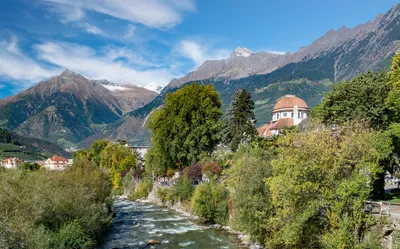 MERANO, ITALY, SEPTEMBER 13, 2020 - View Of The Mountain Town Of Merano,  South Tyrol, Italy Фотография, картинки, изображения и сток-фотография без  роялти. Image 158788825