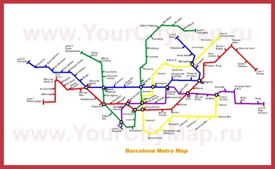 Карта метро Барселоны. Магазин Метро Кэш энд Керри на карте метро Барселоны