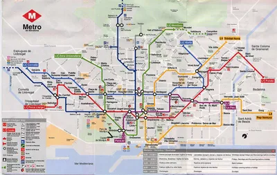 Карта метро Барселоны (Испания)
