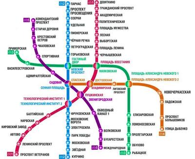 Cхема линий Петербургского метрополитена